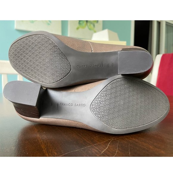 FRANCO SARTO Taupe Leather 2.75" Heel Loafer Shoes Slip On Size 8.5 M NEW IN BOX - Picture 6 of 12